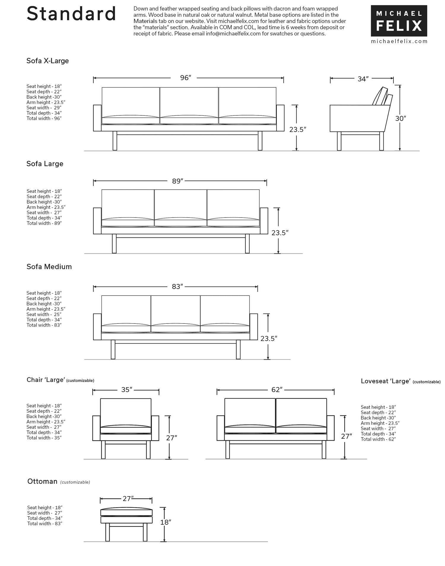 Standard Sofa with Metal Base