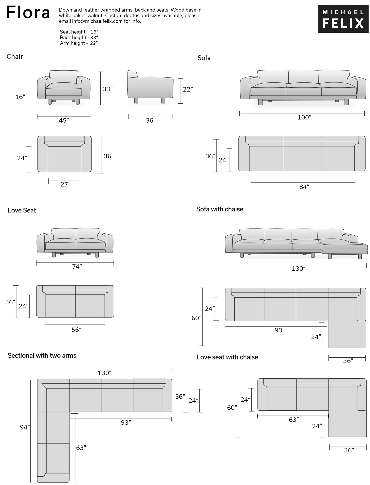 Flora Sofa with Metal Base